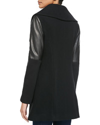 Dawn Levy 2 Cece Wool Coat With Faux Leather Sleeves