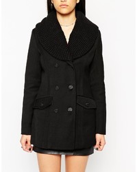 Only Double Breasted Coat With Ribbed Neck