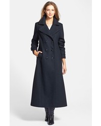DKNY Double Breasted Long Wool Blend Coat