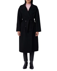 Maje Double Breasted Wool Blend Coat