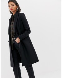 Mango Double Button Front Tailored Coat In Black
