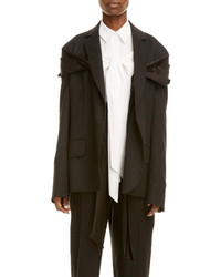 Simone Rocha Drape Detail Oversize Stretch Wool Jacket