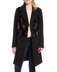 Rachel Rachel Roy Faux Fur Panel Wool Blend Coat