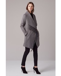 Lauren Ralph Lauren Fringe Trim Long Drape Front Coat