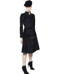 Giorgio Armani Belted Faux Suede Effect Jersey Coat