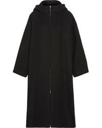 The Row Haylen Hooded Cotton And Wool Blend Coat Black