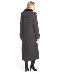 Gallery Hooded Full Length Wool Blend Coat