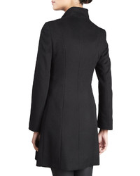 Kendra Ruffle Front Coat Black