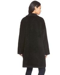 Eileen Fisher Kimono Sleeve Knee Length Wool Blend Coat
