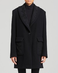 DKNY Lace Trim Wool Blend Coat