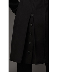 Burberry Leather Trim Wool Cashmere Trench Coat