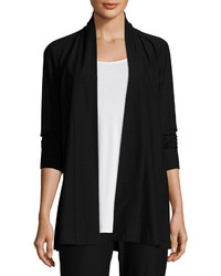 Eileen Fisher Lightweight Washable Stretch Crepe Topper Cardi Black Plus Size