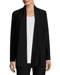Eileen Fisher Lightweight Washable Stretch Crepe Topper Cardi Black Plus Size