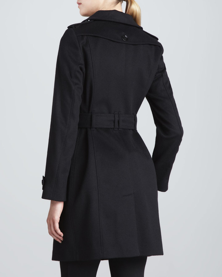 Burberry London Funnel Neck Wool Cashmere Coat Black, $1,495 | Neiman ...