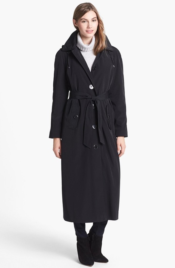 London Fog Long Trench Coat With, Raleigh Long Trench Coat With Removable Liner