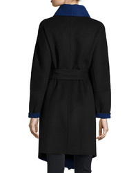 Diane von Furstenberg Marilyn Two Tone Wool Blend Wrap Coat