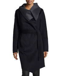 Diane von Furstenberg Marilyn Two Tone Wool Blend Wrap Coat
