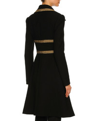 Dolce & Gabbana Metallic Trim Wool Crepe Coat Black