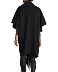 Sofia Cashmere Midi Wool Blend Wrap Coat W Fringe