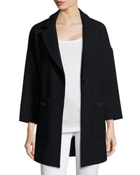 Milly Nikki Single Button Wool Blend Coat Black