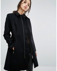 French Connection Platform Felt Coat With Zip Detail