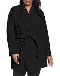 Tahari Plus Size Abbey Draped Collar Wrap Coat