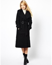 Asos Premium Coat In Textured Wool Black