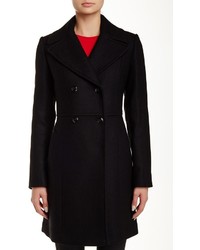 Cole Haan Pressed Double Breasted Wool Blend Coat