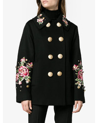 Dolce & Gabbana Rose Embroidered Military Coat