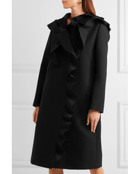 MSGM Ruffled Crepe Coat Black