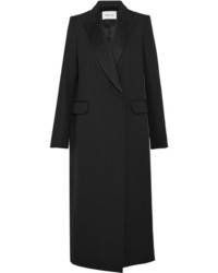 Pallas Satin Trimmed Wool Crepe Coat Black