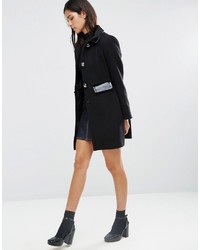 Asos Skater Coat With Patent Contrast Trims
