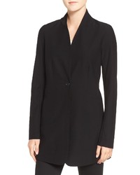 Eileen Fisher Washable Stretch Crepe Stand Collar Jacket