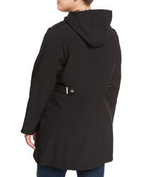 T Tahari Water Repellant Hooded Coat Black Plus Size