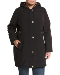 T Tahari Water Repellant Hooded Coat Black Plus Size