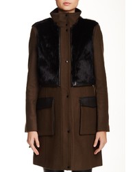 Andrew Marc Wool Blend Genuine Rabbit Fur Coat