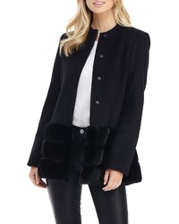 Gal Meets Glam Collection Wool Blend Jacket With Faux Fur Hem