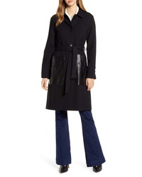 Cole Haan Signature Wool Blend Leather Coat