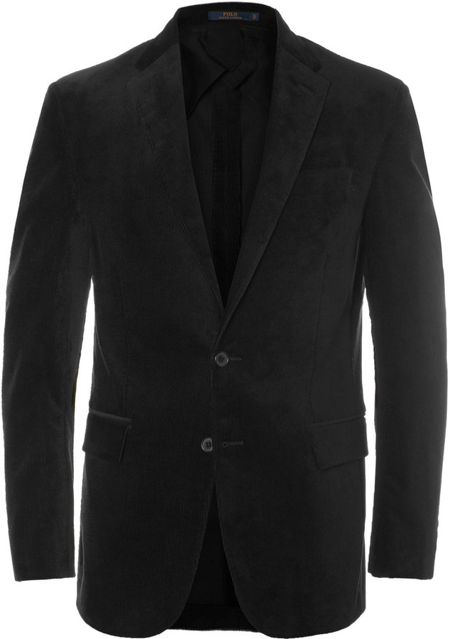 Черный мужской вельветовый пиджак