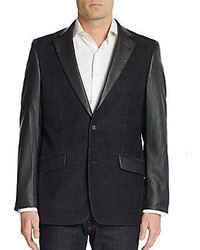 Saks Fifth Avenue Trim Fit Faux Leather Accented Corduroy Sportcoat