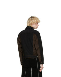 Youths in Balaclava Black And Brown Denim Colorblocked Jacket