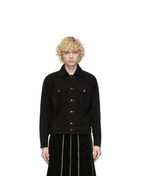 Youths in Balaclava Black And Brown Denim Colorblocked Jacket