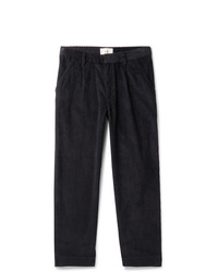 Folk Signal Tapered Cropped Pleated Cotton Corduroy Trousers