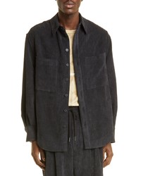 Eckhaus Latta Pebble Corduroy Button Up Shirt In Faded Black At Nordstrom