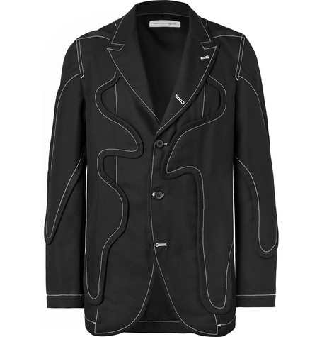 Comme Des Garcons SHIRT Black Panelled Twill Blazer, $432 | MR