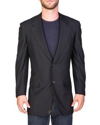 Saint Laurent Yves Cotton Two Button Suit Jacket Black