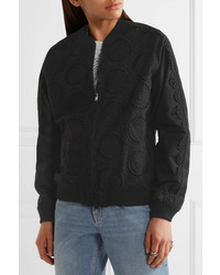 Opening Ceremony Broderie Anglaise Cotton Bomber Jacket Black