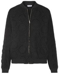 Opening Ceremony Broderie Anglaise Cotton Bomber Jacket Black