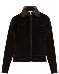 Wales Bonner Slee Leather Trim Cotton Velvet Bomber Jacket