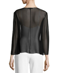 Halston Heritage Open Front Georgette Evening Cape Coverup